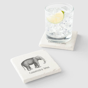 Oude Olifant Tekening Stenen Onderzetter