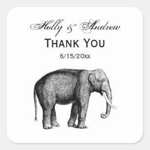 Oude Olifant Tekening Vierkante Sticker