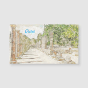 Oude Olympia Ruins Schets – Vintage Travel Art