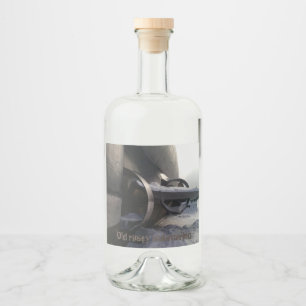 Oude onderzeeër in de sneeuw likeurfles etiket