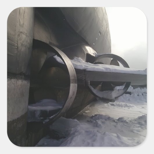 Oude onderzeeër vierkante sticker (Voorkant)