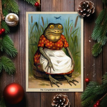 Oude oneven kikkerdame kerstkaart