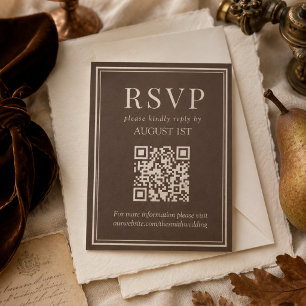 Oude oogst QR-code trouwkaart RSVP Kaartje
