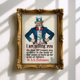 Oude oom Sam Eerste Wereldoorlog legerposter Poster