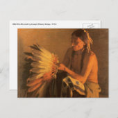 Oude Oorlog Bonnet van Joseph Henry Sharp Briefkaart (Voorkant / Achterkant)