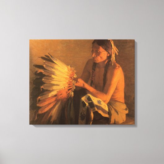 Oude Oorlog Bonnet van Joseph Henry Sharp Canvas Afdruk (Voorkant)