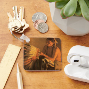 Oude Oorlog Bonnet van Joseph Henry Sharp Sleutelhanger