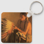 Oude Oorlog Bonnet van Joseph Henry Sharp Sleutelhanger (Achterkant)