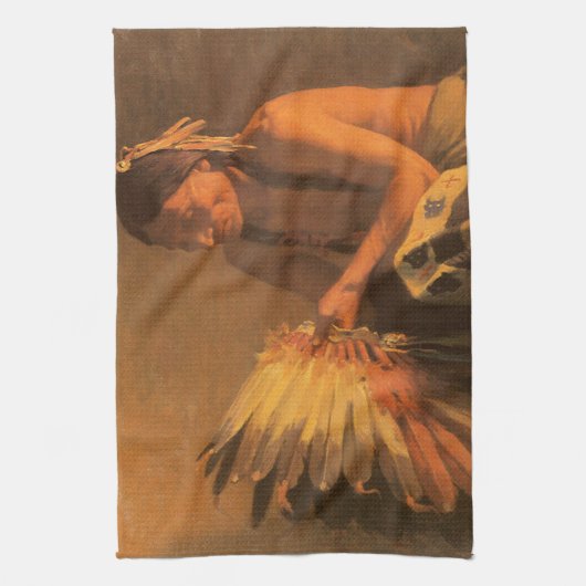 Oude Oorlog Bonnet van Joseph Henry Sharp Theedoek (Verticaal)