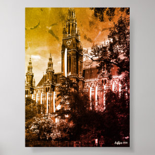 Oude Oostenrijk Wenen Rathaus stadhuis Poster