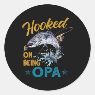 Oude Opa Aan Haak Vissen Fathers Grappig Ronde Sticker