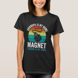 Oude opa grootvader magneet vissen visser t-shirt