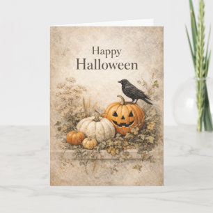 Oude Oranje Pompoenen Halloween Kaart