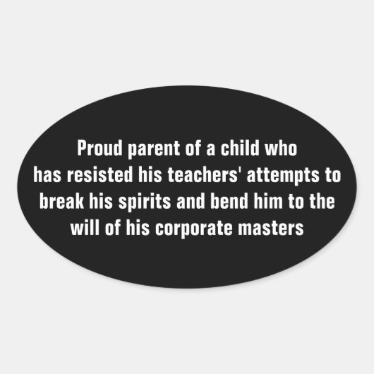 Oude ouder van een kind dat overblijft ovale sticker (Voorkant)