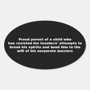 Oude ouder van een kind dat overblijft ovale sticker