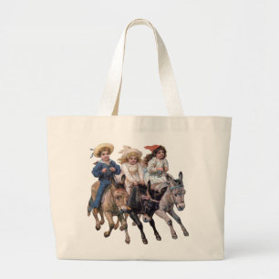 Oude Paardjes en Aardige Kinderen Grote Tote Bag