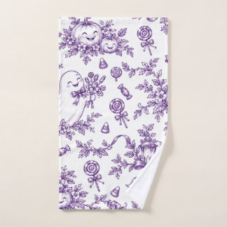 Oude Paarse Halloween Toile Patroon Mooie Geesten Handdoek