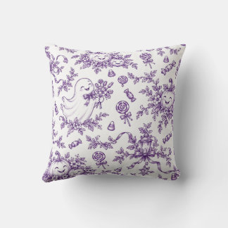 Oude Paarse Halloween Toile Patroon Mooie Geesten Kussen