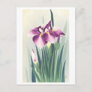 Oude paarse iris uit Japan Briefkaart
