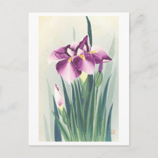 Oude paarse iris uit Japan Briefkaart