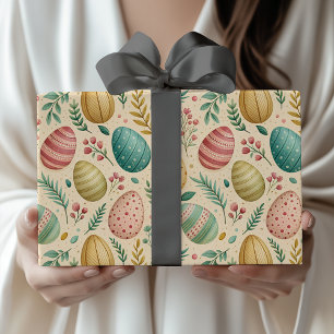 Oude Paaseieren met bloemknoppen Cadeaupapier