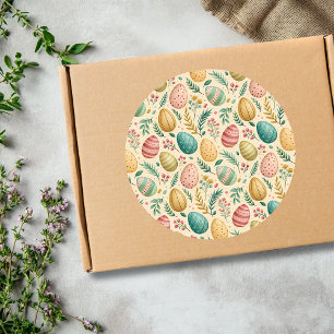 Oude paaseieren met bloemknoppen ronde sticker