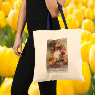 Oude Paashaantjes met Rode Tulp Bloemen Tote Bag