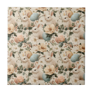 Oude Paashaas Bloemen (1) Tegeltje