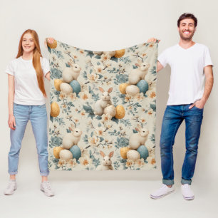 Oude Paashaas Bloemen (3) Fleece Deken