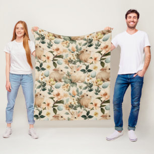 Oude Paashaas Bloemen (4) Fleece Deken