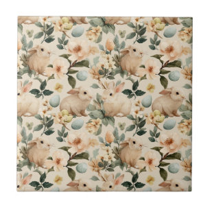 Oude Paashaas Bloemmotief (4) Tegeltje