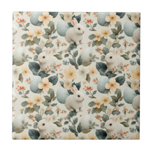 Oude Paashaas Bloemmotief (6) Tegeltje