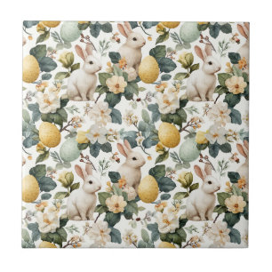 Oude Paashaas Bloemmotief (7) Tegeltje