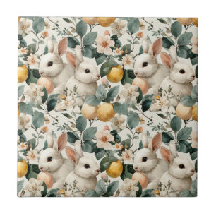 Oude Paashaas Bloemmotief (9) Tegeltje