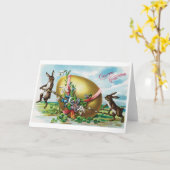 Oude Paashaas en groot versierd ei Kaart (Gele Bloem)