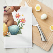 Oude Paashaas Hond Cute Puppy Illustratie w Theedoek (Quarter Fold)
