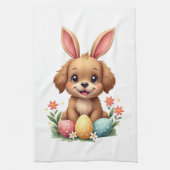 Oude Paashaas Hond Cute Puppy Illustratie w Theedoek (Verticaal)