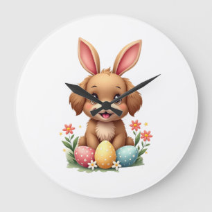 Oude Paashaas Hond Schattige Puppy Illustratie w Grote Klok