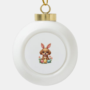 Oude Paashaas Hond Schattige Puppy Illustratie w Keramische Bal Ornament