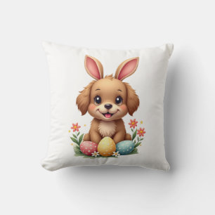 Oude Paashaas Hond Schattige Puppy Illustratie w Kussen