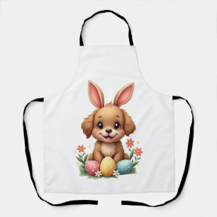 Oude Paashaas Hond Schattige Puppy Illustratie w Schort