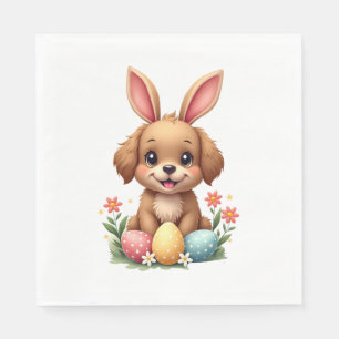 Oude Paashaas Hond Schattige Puppy Illustratie w Servet