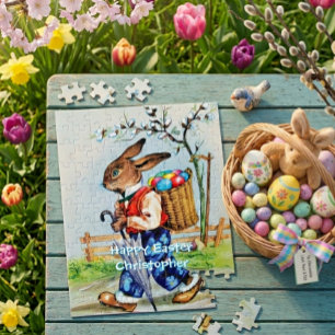 Oude Paashaas Konijn Kinderen Gepersonaliseerd Legpuzzel