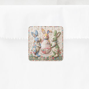 Oude Paashaas Nep Patchwork Dekbed Print Vierkante Sticker