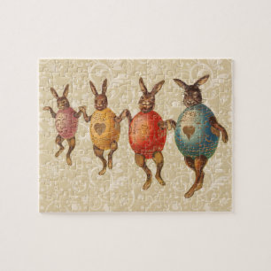 Oude Paashaasjes dansen in eierkostuums Legpuzzel