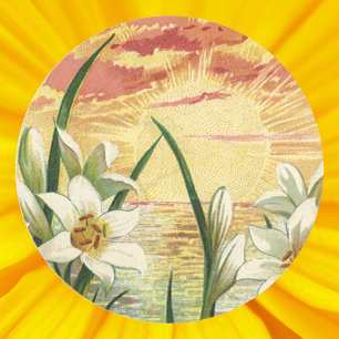 Oude Paaslelies Ochtendgloren en Victoriaanse Enge Ronde Sticker