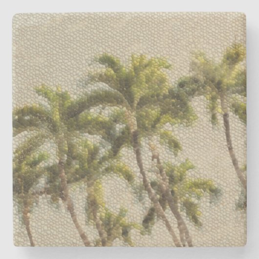 Oude Palm Mosaic Stone Onderzetter (Voorkant)