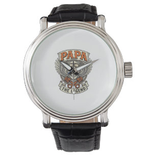 Oude Papa Biker Schedel Legende Horloge