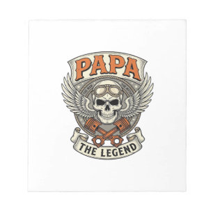 Oude Papa Biker Schedel Legende Notitieblok