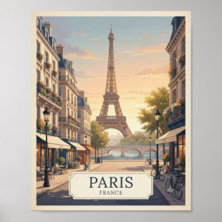 Oude Parijs Frankrijk Reisposter | Eiffeltoren Poster